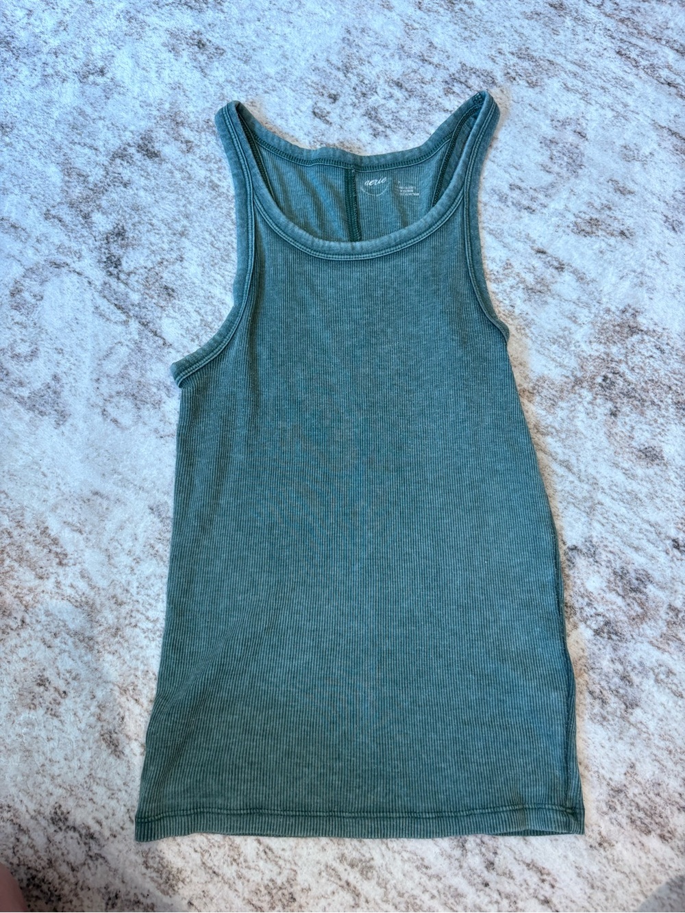 aerie Ribbed Scoop Tank Top in Teal Green